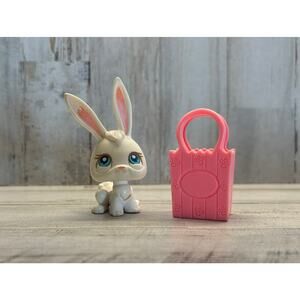Littlest Pet Shop LPS Vintage White Bunny Rabbit Blue eyes Pink Magnet